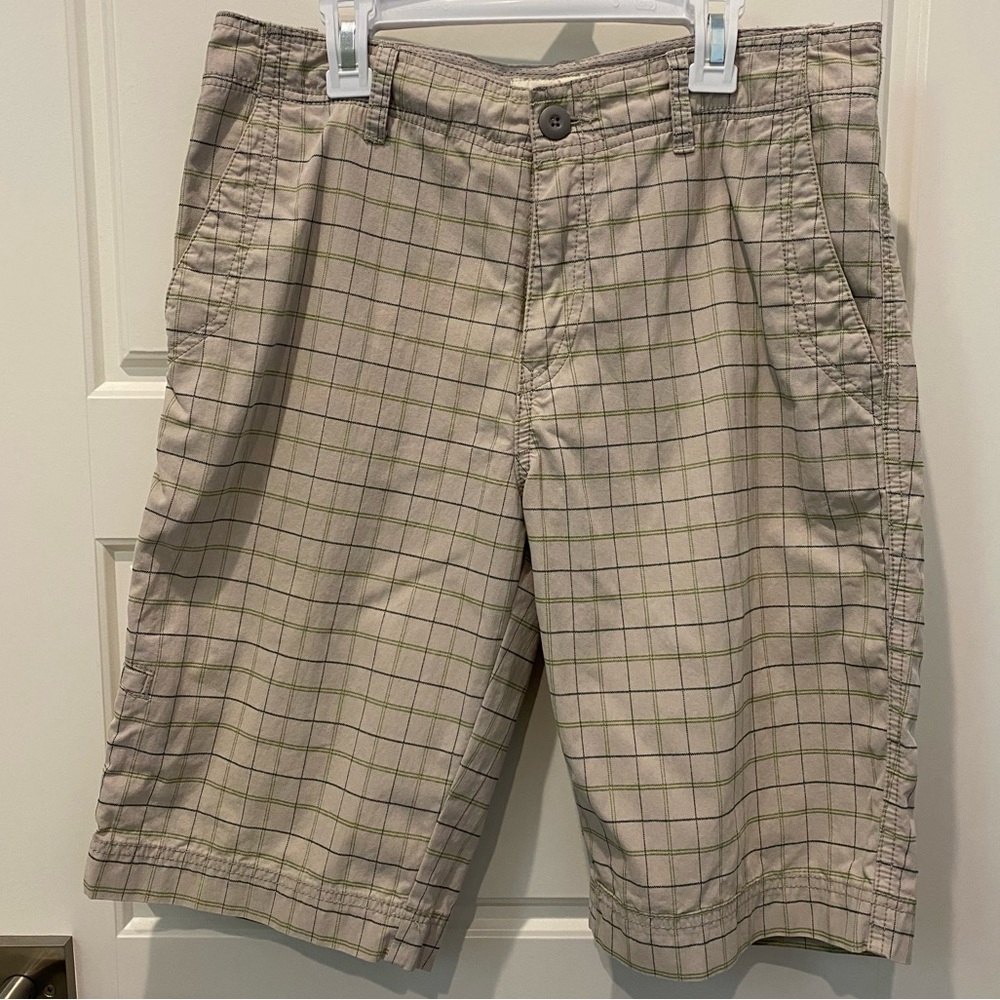 2/$10 Old Navy Shorts Tan, Beige, Green Square Pattern Size 29